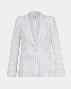Forcast Ria Stripe Cotton Jacket Ivory Brown Online