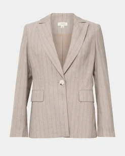 Forcast Ria Stripe Cotton Jacket Beige Brown Online