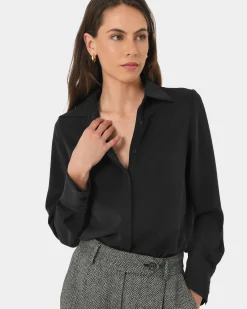 Forcast Robin Collared Blouse Black