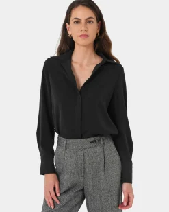Forcast Robin Collared Blouse Black