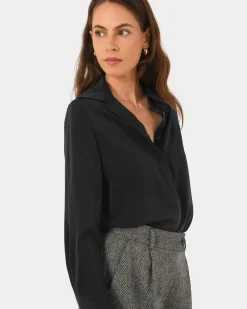 Forcast Robin Collared Blouse Black
