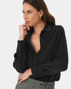 Forcast Robin Collared Blouse Black