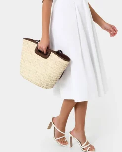 Forcast Rome Leather Palm Leaf Bag L Tan Best