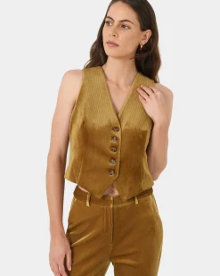 Forcast Rowan Corduroy Vest Dark Olive Hot