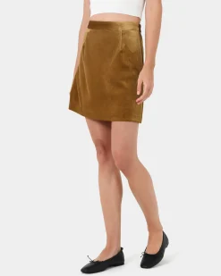 Forcast Rowan Mini Corduroy Skirt Dark Olive Online