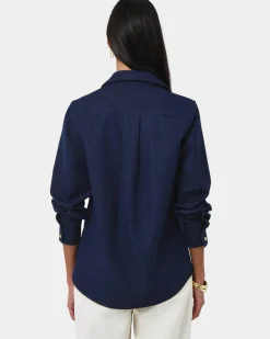 Forcast Ruka Button Shirt Dark Indigo Outlet
