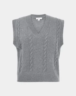 Forcast Rulia V-neck Knit Vest Grey Marle Hot