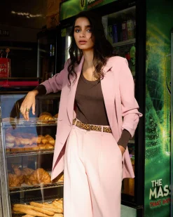 Forcast Rumy Double Breasted Blazer Pink New