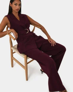 Forcast Rumy Double Breasted Vest Wine