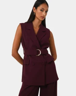 Forcast Rumy Double Breasted Vest Wine
