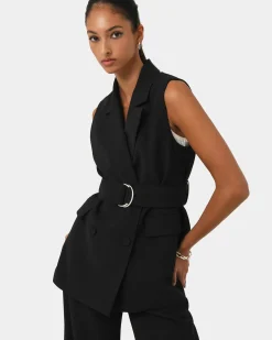 Forcast Rumy Double Breasted Vest Black Hot