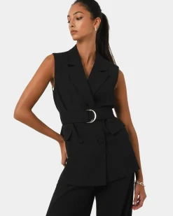 Forcast Rumy Double Breasted Vest Black Hot