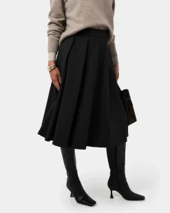 Forcast Ryan Pleated Midi Skirt Black Discount