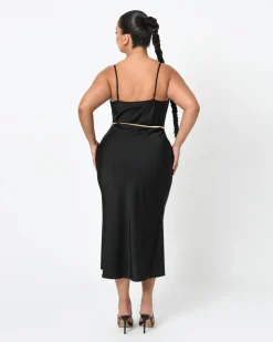 Forcast Safa Bias Slip Dress Black Best