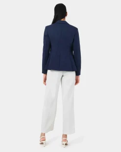 Forcast Safira Double Breasted Blazer Navy New