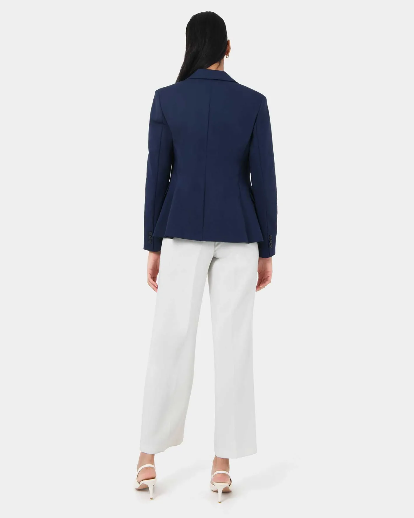 Forcast Safira Double Breasted Blazer Navy New