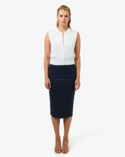 Forcast Safira Midi Pencil Skirt Navy Clearance