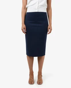 Forcast Safira Midi Pencil Skirt Navy Clearance