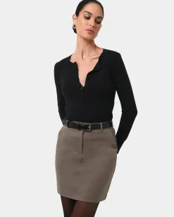 Forcast Safira Mini Skirt Walnut New