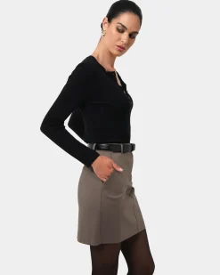 Forcast Safira Mini Skirt Walnut New