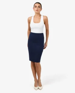 Forcast Safira Pencil Skirt Navy