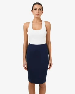 Forcast Safira Pencil Skirt Navy
