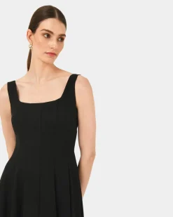 Forcast Saira 2 Linen A-line Dress Black Sale