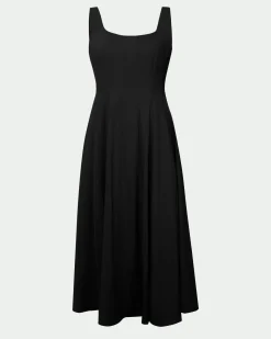 Forcast Saira 2 Linen A-line Dress Black Sale
