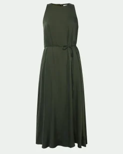 Forcast Sally Cupro Dress Dark Olive Best