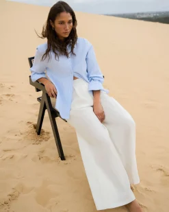 Forcast Sam Linen Relaxed Shirt Blue Stripe Best