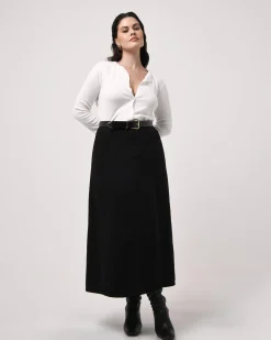 Forcast Sam Panel Denim Skirt Black Online
