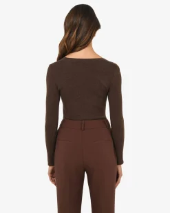Forcast Samira Scoop Neck Knit Chocolate Hot