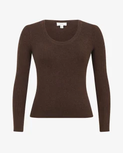 Forcast Samira Scoop Neck Knit Chocolate Hot