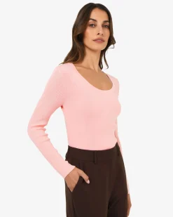 Forcast Samira Scoop Neck Knit Pink Online