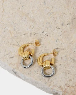 Forcast Samra Two Tone Earrings Gold Silver Sale