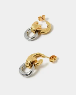 Forcast Samra Two Tone Earrings Gold Silver Sale