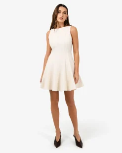 Forcast Sandy Panel Mini Dress Cream New