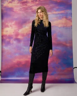 Forcast Sapphire Velvet Burnout Dress Blue Velvet Clearance