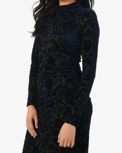 Forcast Sapphire Velvet Burnout Dress Blue Velvet Clearance