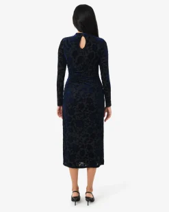 Forcast Sapphire Velvet Burnout Dress Blue Velvet Clearance