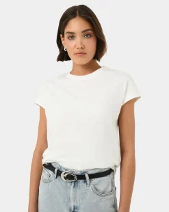 Forcast Sara Cotton Tee Ivory Best