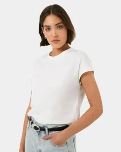 Forcast Sara Cotton Tee Ivory Best