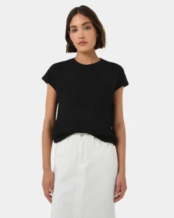 Forcast Sara Cotton Tee Black