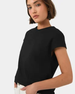 Forcast Sara Cotton Tee Black