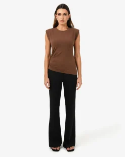 Forcast Sarah Padded Ruched Jersey Top Chocolate Hot