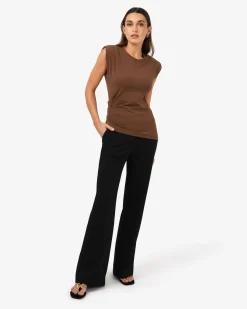 Forcast Sarah Padded Ruched Jersey Top Chocolate Hot