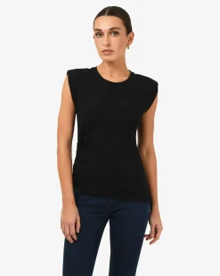 Forcast Sarah Padded Ruched Jersey Top Black