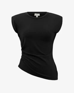 Forcast Sarah Padded Ruched Jersey Top Black