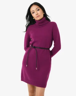 Forcast Sasha Wool Blend Knit Dress Berry New