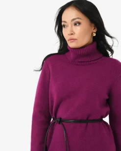 Forcast Sasha Wool Blend Knit Dress Berry New